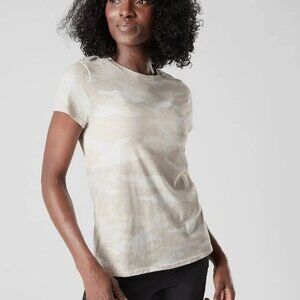 Athleta Tan And Cream Camo Short Sleeve Tee